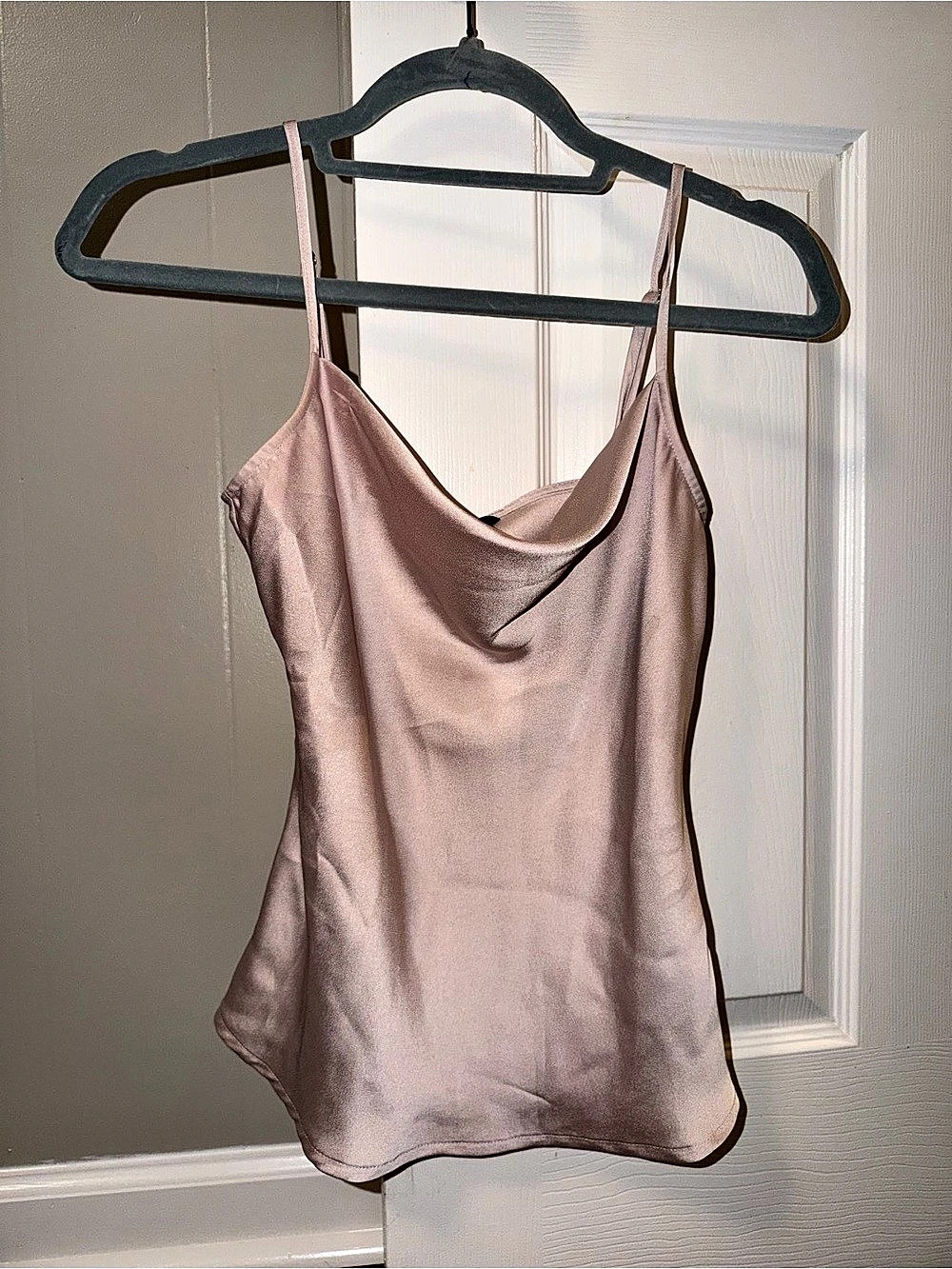 Express Satin Cowl Neck Camisole in Pink Size Medium